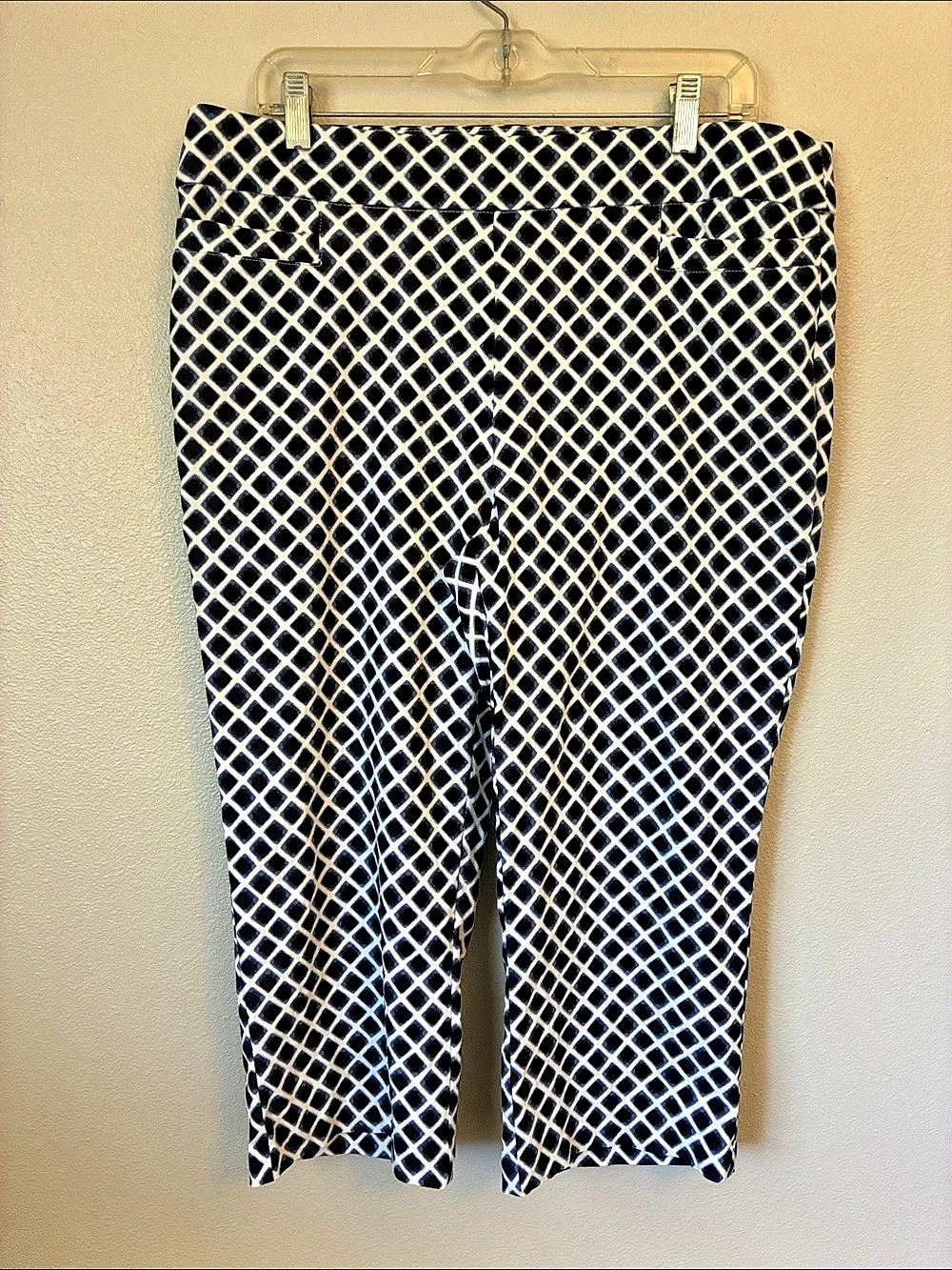 BRIGGS Geometric Cropped Pants Black & White Size 14